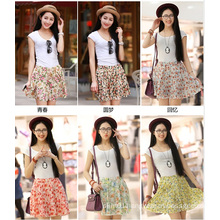 Wholesale Hot Sale Meadow Print Women Mini Chiffon Skirt